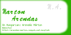 marton arendas business card