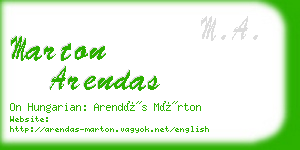 marton arendas business card